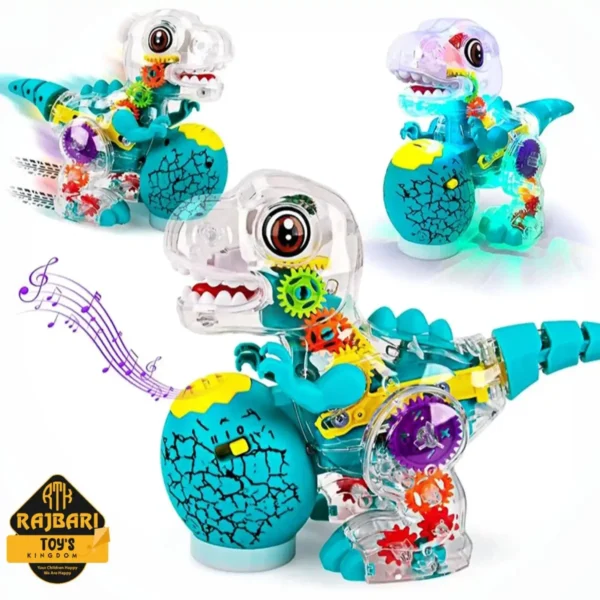 3D Light and Musical Transparent Gear Dinosaur Toys for Kids - Image 3
