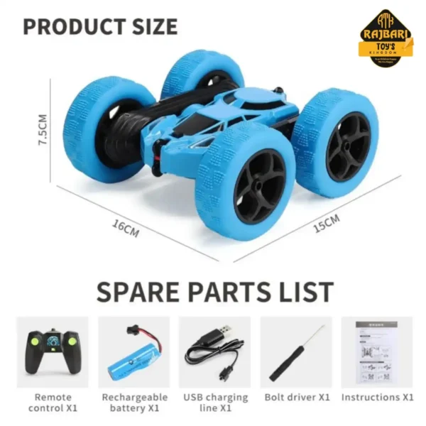 ''Roll Over''Double Slide Flip 360° Rotated Big Wheeler RC Stunt Racing Car for Kids - Image 7