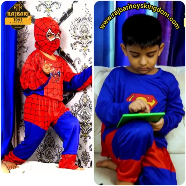 Comfortable, Fancy Spider-Man & Super-Man Dress Costume (Combo Pack) For Kids - Image 3