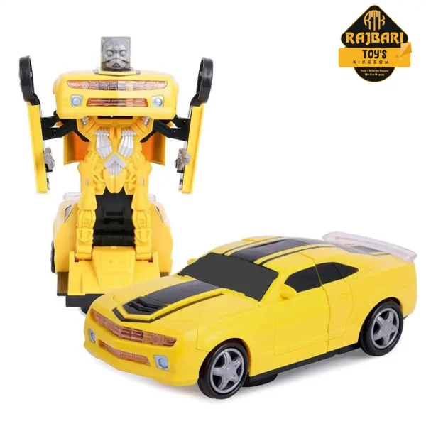 Battery System Transforming Robot Car, One Button Deformation Car Robot with Realistic Race Car Lights, Music & 360 Degree Rotated Toy For Kids - Image 3